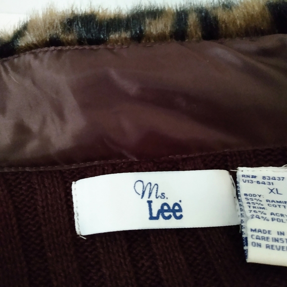 Ms Lee Leopard Brown Animal Print Faux Fur Vest XL - Picture 6 of 9